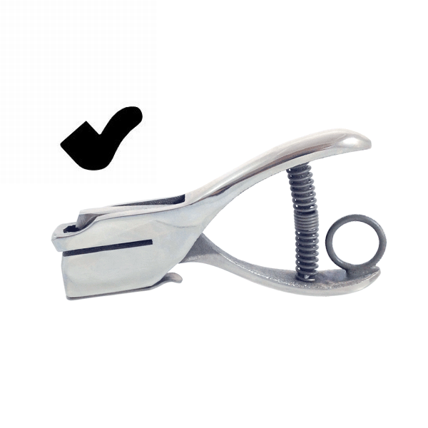 Pipe or Check Mark - Custom Loyalty Card Hole Punch With Paper Reservoir With Ring Without Chain